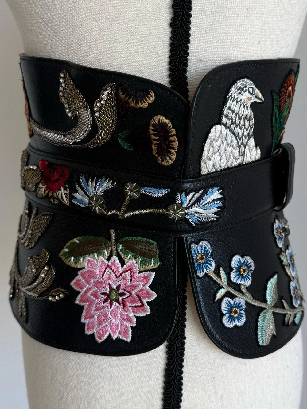Alexander McQueen 2017 Embroidered Leather Corset Obi Belt - Runway Piece